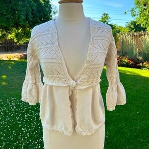 Elegant Cream Knit Cardigan Sweater